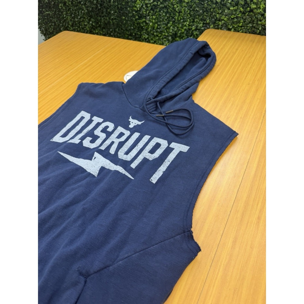 Under Armour Project Rock Sleeveless Hoodie Mens Medium Disrupt Navy - Picture 1 of 6